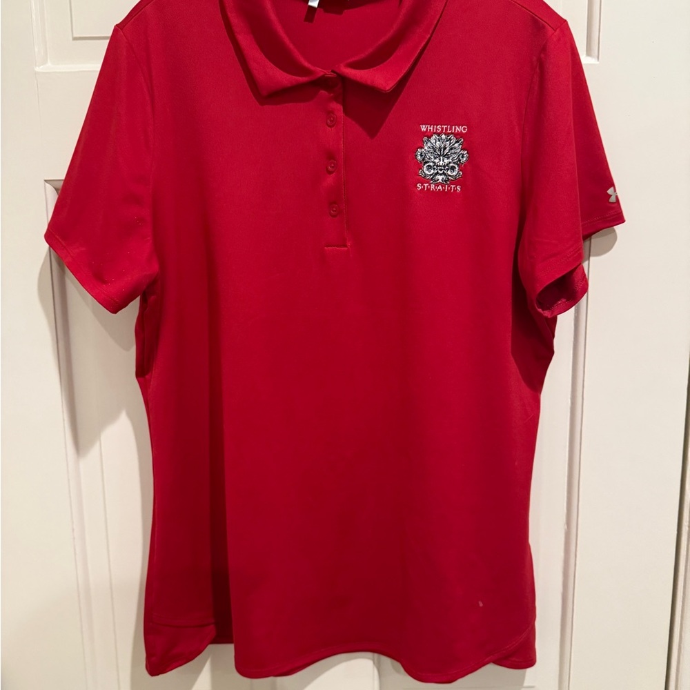 Whistling Straits Ladies Golf Shirt, Under Armour, Red, XL/TG